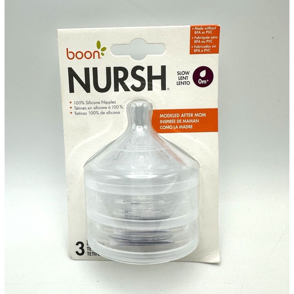 3 Pack Boon Nursh Silicone Replacement Nipple EN14350 NEW SEALED